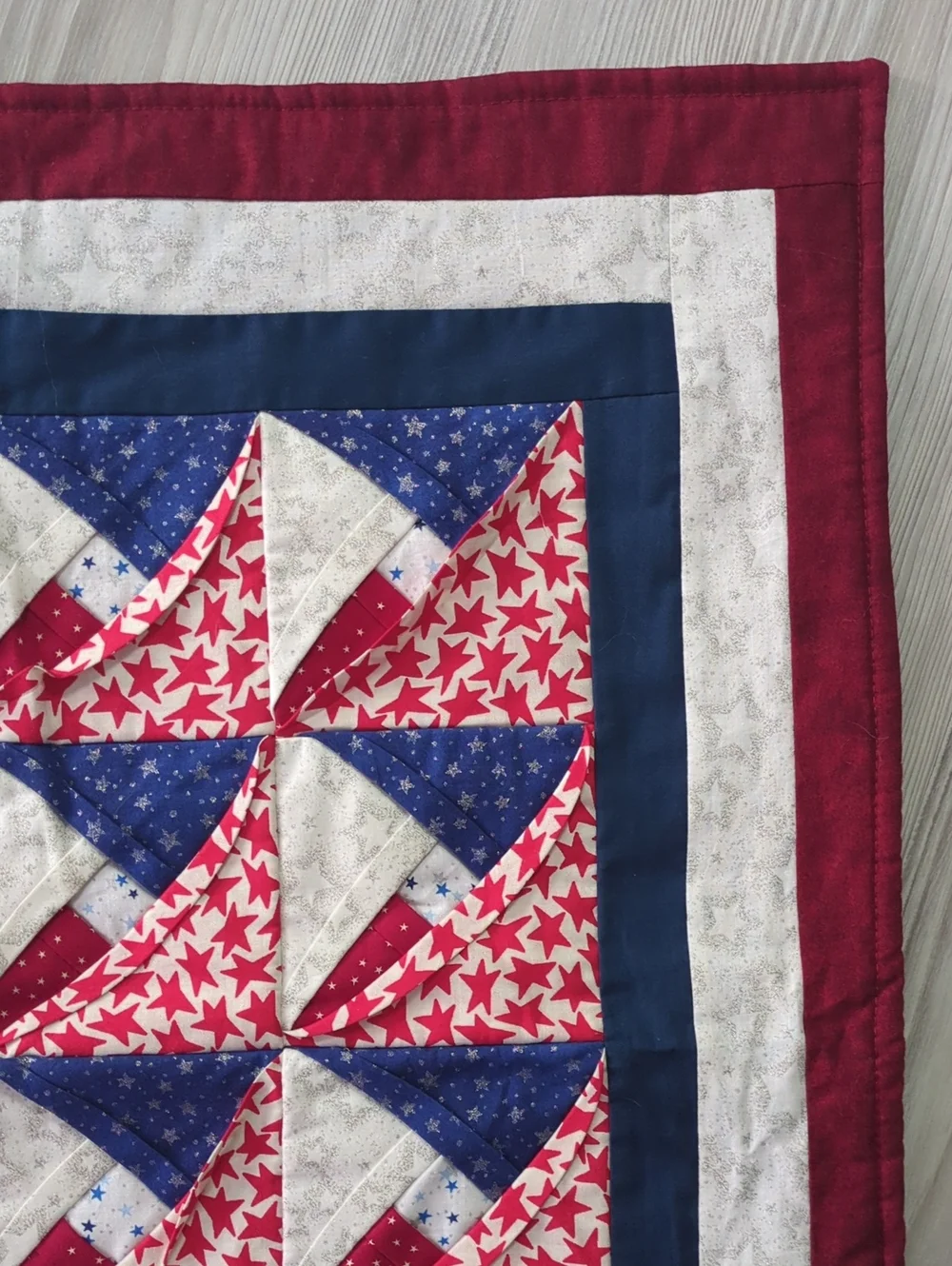 Handmade Patriotic Cathedral Window Quilt Wall Hanging 3D Americana Decor